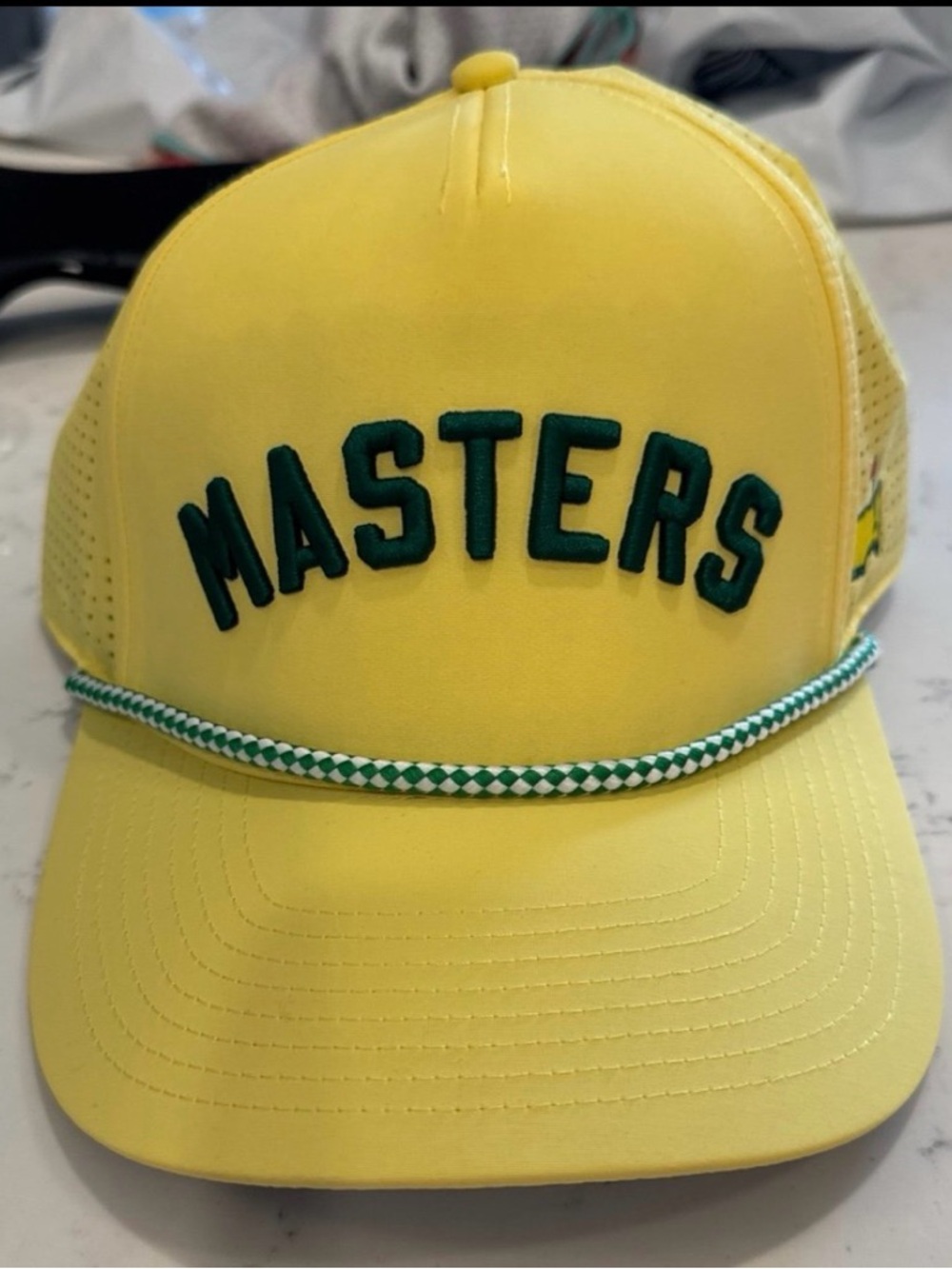 Masters Yellow Cap with Green Lettering